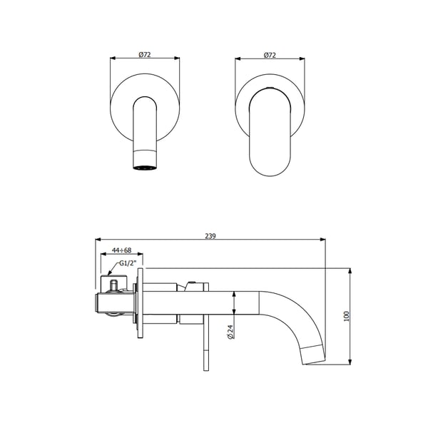Μπαταρία νιπτήρος εντοιχισμού 2 οπών Slim 500045-110 inox